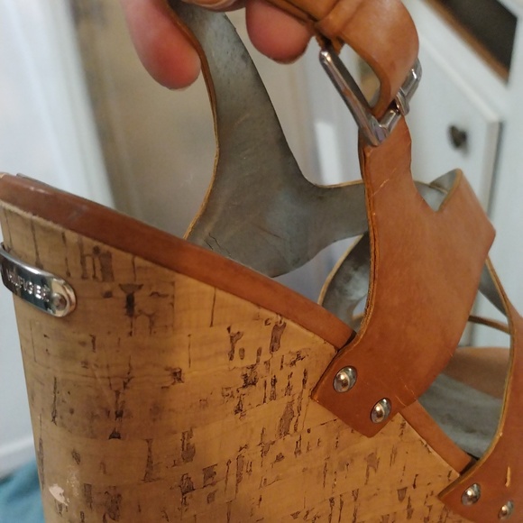 Tommy Hilfiger brown leather cork platform wedges - Picture 7 of 7